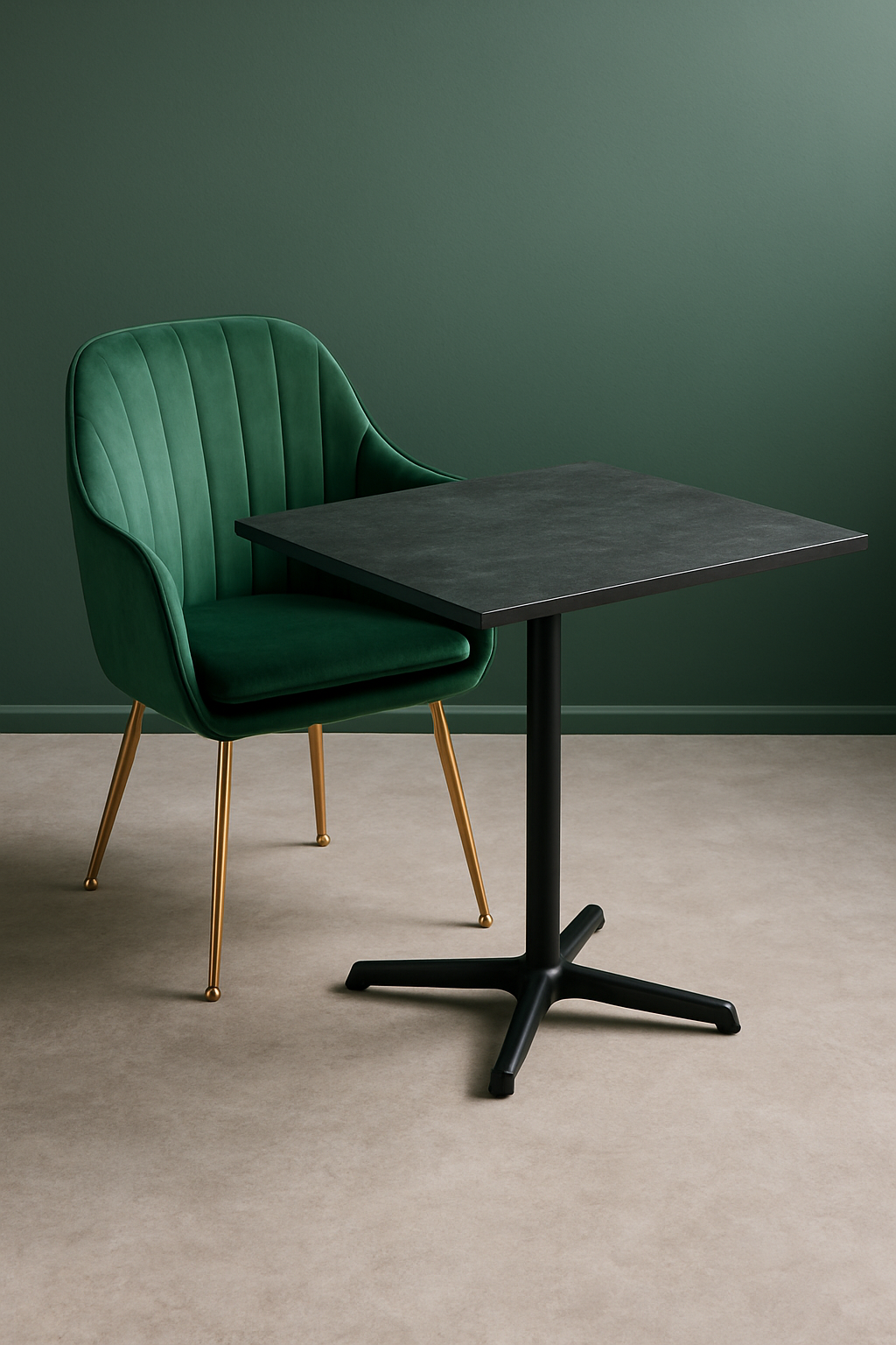 Velvet Green Upholstered Dining Chairs with Gold Legs (Set of 2)