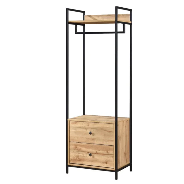 Alva Open Wardrobe with 2 Drawers (Oak)