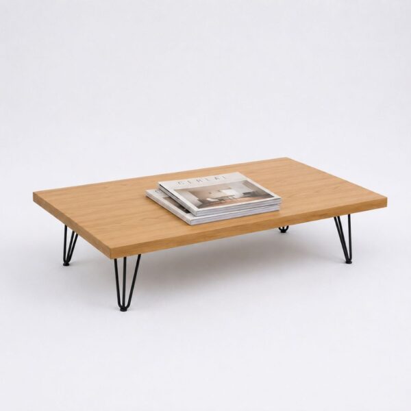 The Boston Straight Edge (Coffee Table) (With Hairpin Legs) (Multiple Textures/Sizes)