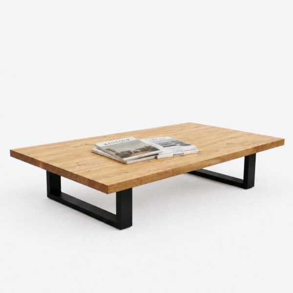 The Boston Coffee Table With Box Legs (Stairght Edge) (Multiple Textures/Sizes)
