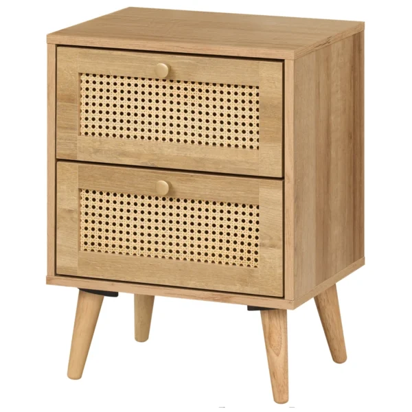 Manila Rattan 2 Drawer Bedside Table (Multiple Textures)